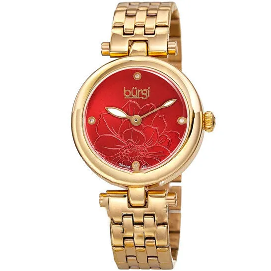JMS always Watches Original Burgi Flower Marker Quartz Diamond Red Dial Ladies Watch BUR223YGR JMS always Watches Original Burgi Flower Marker Quartz Diamond Red Dial Ladies Watch BUR223YGR