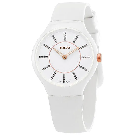 JMS always Watches Original Rado True Thinline White Diamond Dial Rubber Rubber Ladies Watch R27958709 JMS always Watches Original Rado True Thinline White Diamond Dial Rubber Rubber Ladies Watch R27958709