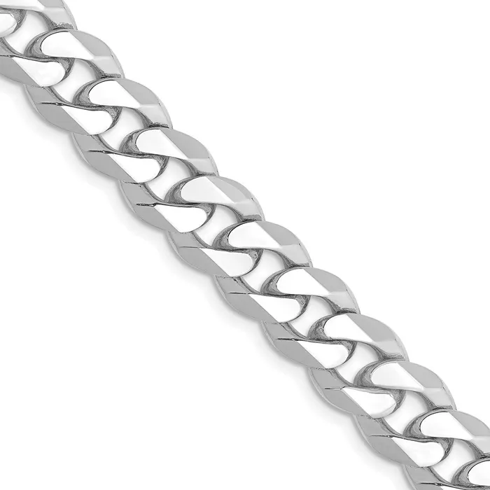 MDS Necklaces Solid 14K White Gold 20 inch 85mm Flat Beveled Curb with Lobster Clasp Chain Necklace MDS Necklaces Solid 14K White Gold 20 inch 85mm Flat Beveled Curb with Lobster Clasp Chain Necklace