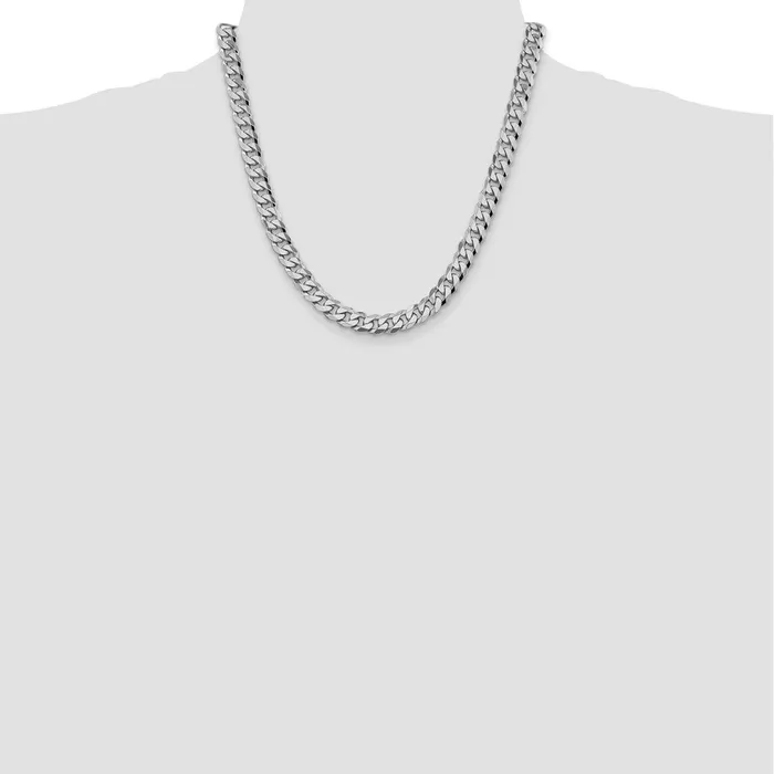 MDS Necklaces Solid 14K White Gold 20 inch 85mm Flat Beveled Curb with Lobster Clasp Chain Necklace MDS Necklaces Solid 14K White Gold 20 inch 85mm Flat Beveled Curb with Lobster Clasp Chain Necklace