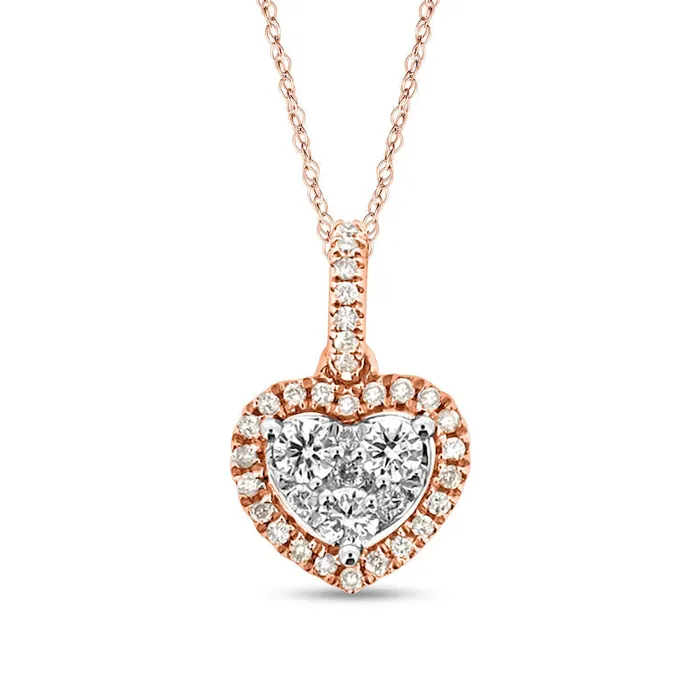 Necklaces 025 CT TW Composite Heart Natural Diamond Frame Pendant in 10K Rose Gold Goldia Necklaces 025 CT TW Composite Heart Natural Diamond Frame Pendant in 10K Rose Gold Goldia