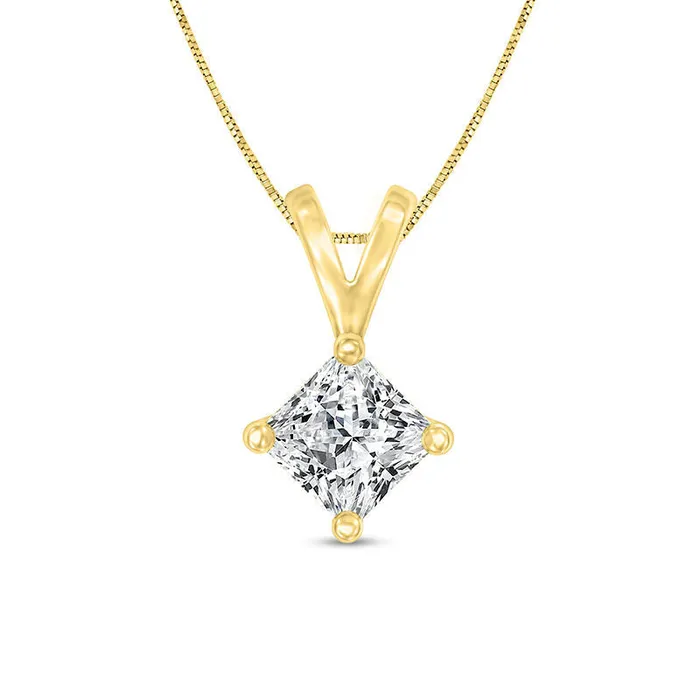 Necklaces 075 CT Certified PrincessCut Natural Clarity Enhanced Solitaire Pendant in 14K Gold IVS2 Goldia Necklaces 075 CT Certified PrincessCut Natural Clarity Enhanced Solitaire Pendant in 14K Gold IVS2 Goldia
