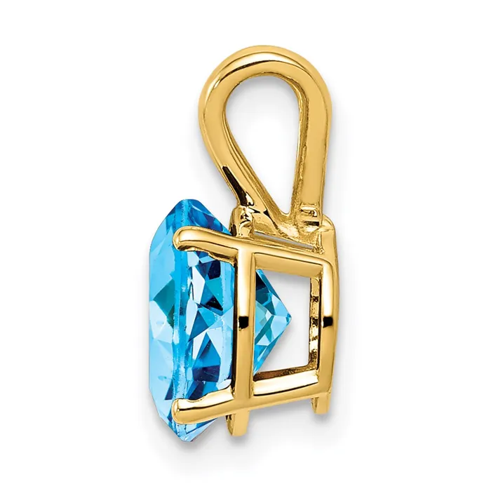 Necklaces 14K Yellow Gold 8mm Blue Topaz Checker pendant Goldia