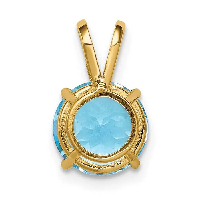 Necklaces 14K Yellow Gold 8mm Blue Topaz Checker pendant Goldia