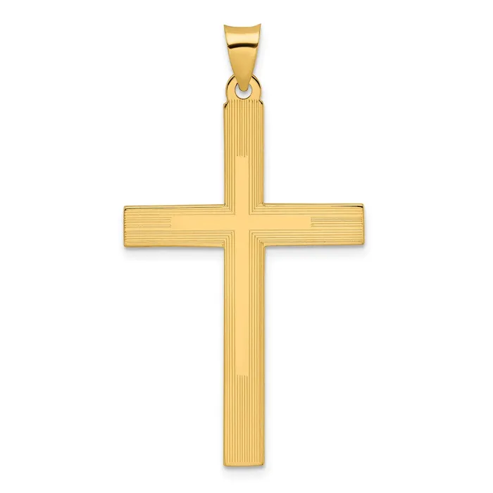 Necklaces 14k Yellow Gold Polished and Line Design Solid Cross Pendant Goldia Necklaces 14k Yellow Gold Polished and Line Design Solid Cross Pendant Goldia