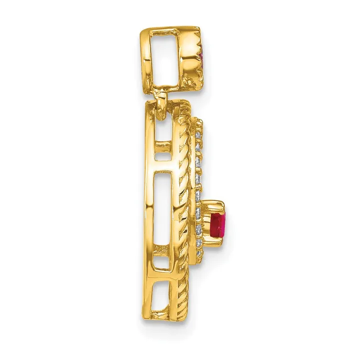 Necklaces 14K Yellow Gold Ruby and Real Diamond Circles Pendant Goldia