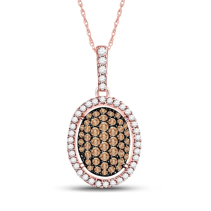 Necklaces gndatlanta 10k Rose Gold Round Brown Diamond Oval Cluster Pendant 12 Cttw Necklaces gndatlanta 10k Rose Gold Round Brown Diamond Oval Cluster Pendant 12 Cttw