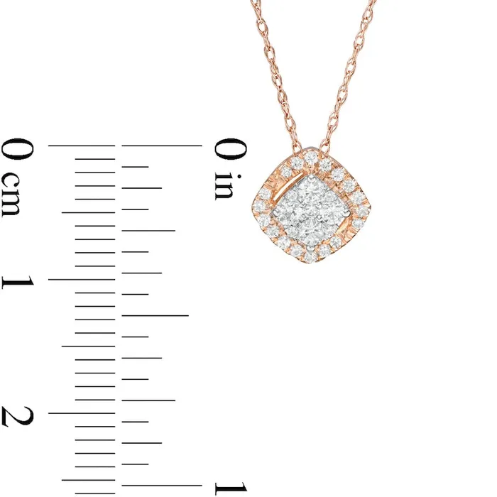 Necklaces Goldia 025 CT TW Composite Natural Diamond Tilted Cushion Frame Pendant in 10K Rose Gold Necklaces Goldia 025 CT TW Composite Natural Diamond Tilted Cushion Frame Pendant in 10K Rose Gold