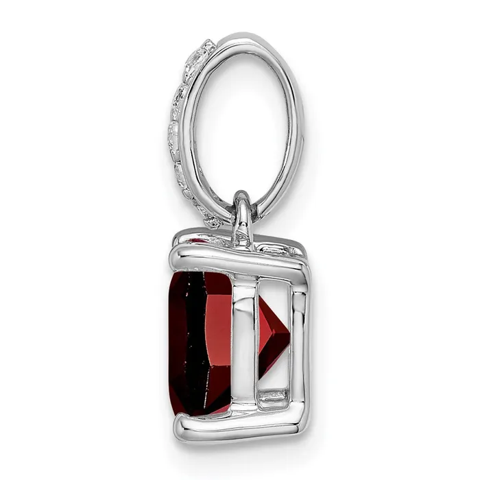 Necklaces Goldia 14k White Gold Cushion Garnet and Real Diamond Pendant
