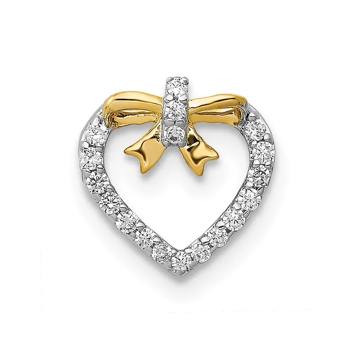 Necklaces Goldia 14k White Gold w Yellow Rhod Polished 110ct Real Diamond Heart w Bow Chain Slide Necklaces Goldia 14k White Gold w Yellow Rhod Polished 110ct Real Diamond Heart w Bow Chain Slide
