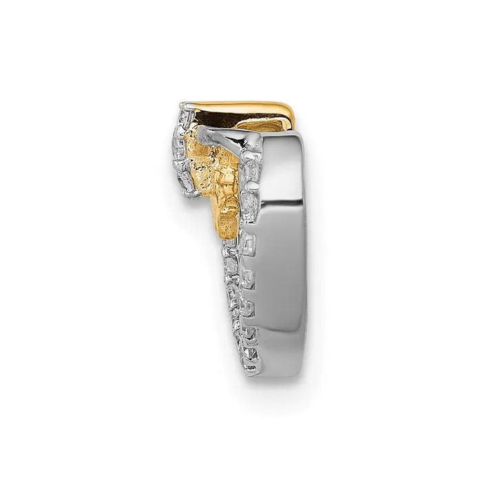 Necklaces Goldia 14k White Gold w Yellow Rhod Polished 110ct Real Diamond Heart w Bow Chain Slide