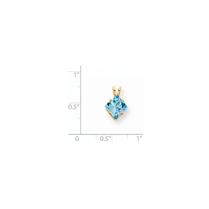 Necklaces Goldia 14K Yellow Gold 7mm Princess Cut Blue Topaz pendant