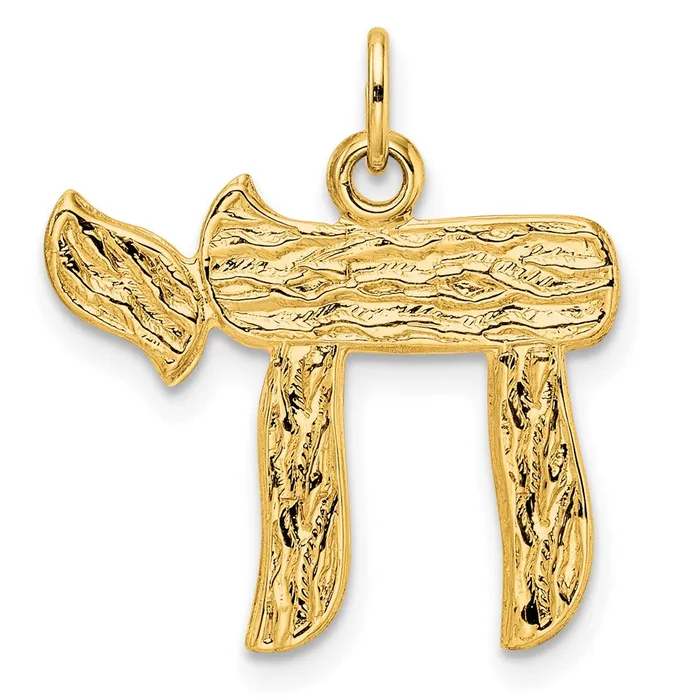 Necklaces Goldia 14k Yellow Gold Polished and Textured Solid Chai Symbol Pendant Necklaces Goldia 14k Yellow Gold Polished and Textured Solid Chai Symbol Pendant
