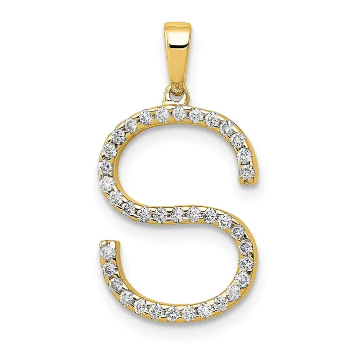 Necklaces Goldia 14K Yellow Gold Real Diamond Letter S Initial Pendant