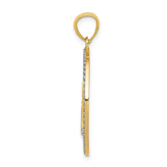 Necklaces Goldia 14k Yellow Rhodium Gold and Rhodium DC Dragonfly Circle Pendant