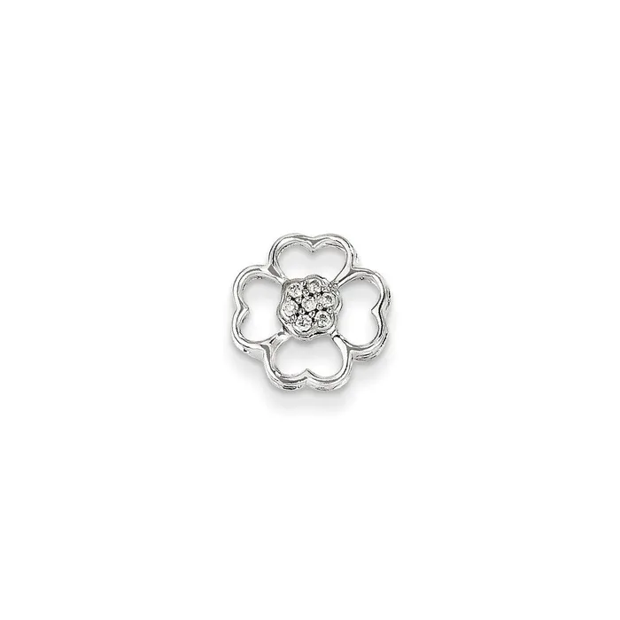 Necklaces Goldiacom 14K White Gold Diamond Flower Pendant Slide