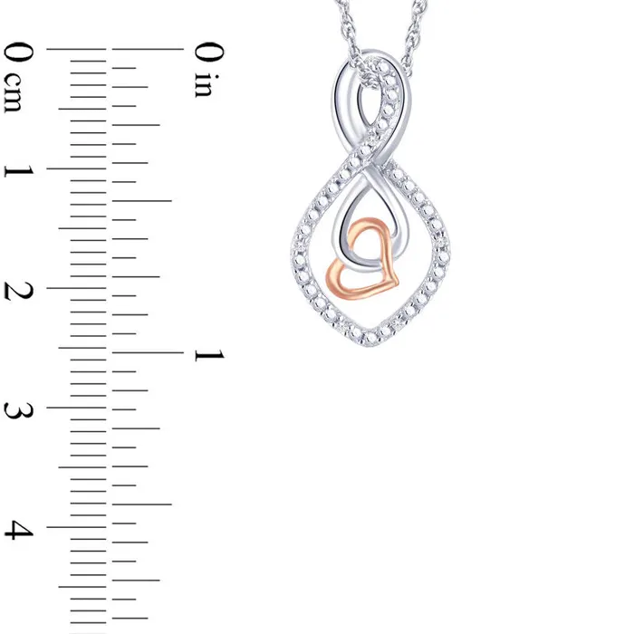Necklaces Goldia Natural Diamond Accent Double Infinity with Heart Pendant in Sterling Silver and 10K Rose Gold Plate Necklaces Goldia Natural Diamond Accent Double Infinity with Heart Pendant in Sterling Silver and 10K Rose Gold Plate
