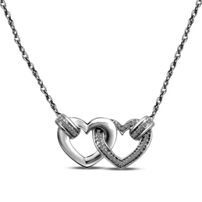 Necklaces Goldia Natural Diamond Accent Interlocking Hearts Necklace in Sterling Silver Necklaces Goldia Natural Diamond Accent Interlocking Hearts Necklace in Sterling Silver