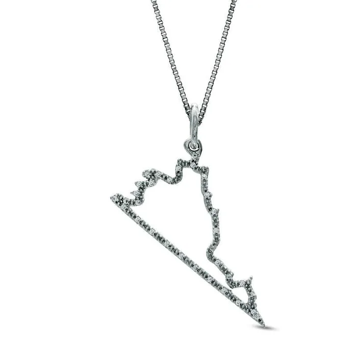Necklaces Goldia Natural Diamond Accent State of Virginia Outline Pendant in Sterling Silver Necklaces Goldia Natural Diamond Accent State of Virginia Outline Pendant in Sterling Silver