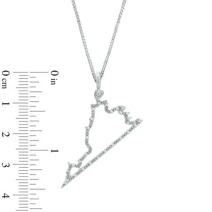Necklaces Goldia Natural Diamond Accent State of Virginia Outline Pendant in Sterling Silver Necklaces Goldia Natural Diamond Accent State of Virginia Outline Pendant in Sterling Silver