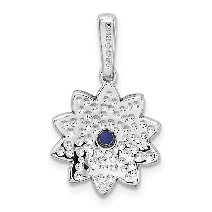 Necklaces Goldia Sterling Silver Created Sapphire and Enamel Flower Pendant