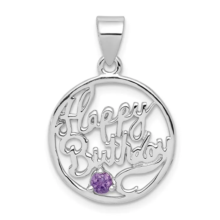 Necklaces Goldia Sterling Silver Rhodiumplated Amethyst Happy Birthday Pendant