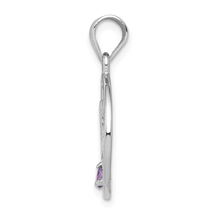 Necklaces Goldia Sterling Silver Rhodiumplated Amethyst Happy Birthday Pendant