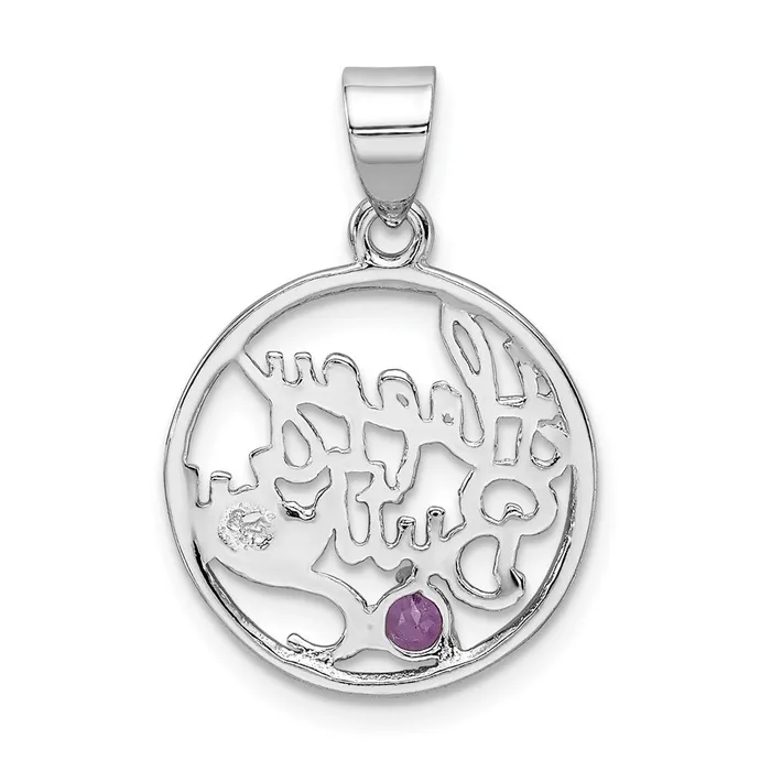 Necklaces Goldia Sterling Silver Rhodiumplated Amethyst Happy Birthday Pendant