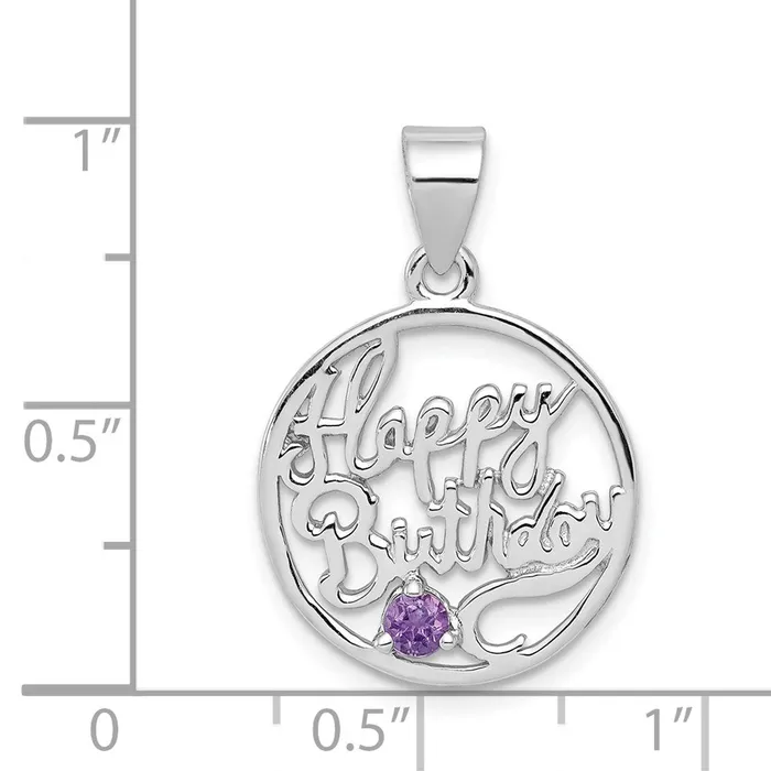 Necklaces Goldia Sterling Silver Rhodiumplated Amethyst Happy Birthday Pendant