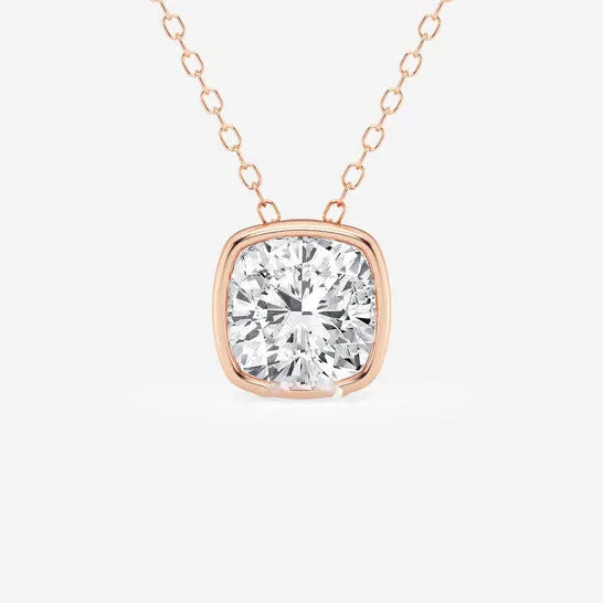 Necklaces JMS always Original Brilliant Diamond 200 cttw 14KT Rose Gold Bezel Setting CushionCut Lab Grown Diamond Pendant Necklace for WomenVS2