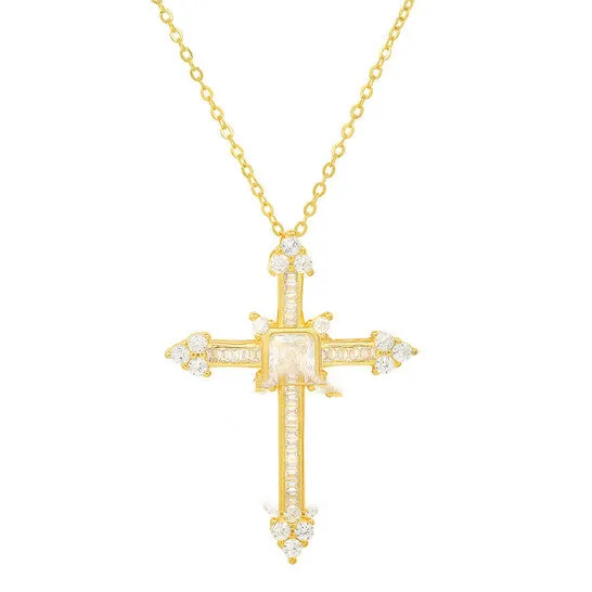 Necklaces JMS always Original Kylie Harper 14k Gold Over Silver Fancy Cubic Zirconia CZ Cross Pendant