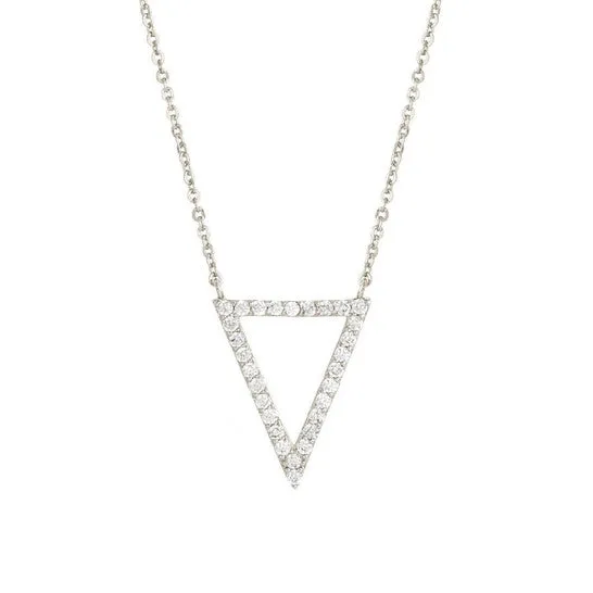 Necklaces Original Elegant Confetti Womens 18K White Gold Plated CZ Simulated Diamond Open Triangle Pendant Necklace JMS always