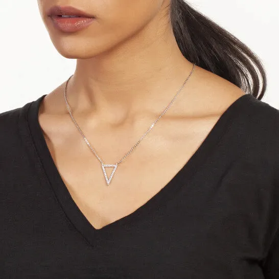 Necklaces Original Elegant Confetti Womens 18K White Gold Plated CZ Simulated Diamond Open Triangle Pendant Necklace JMS always Necklaces Original Elegant Confetti Womens 18K White Gold Plated CZ Simulated Diamond Open Triangle Pendant Necklace JMS always
