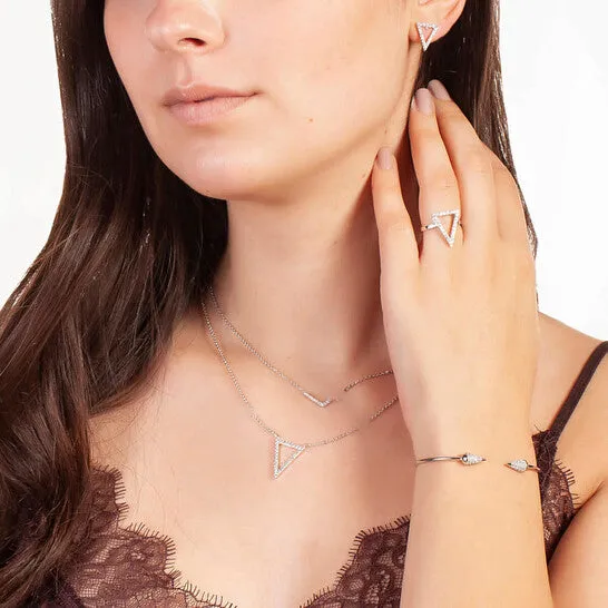 Necklaces Original Elegant Confetti Womens 18K White Gold Plated CZ Simulated Diamond Open Triangle Pendant Necklace JMS always Necklaces Original Elegant Confetti Womens 18K White Gold Plated CZ Simulated Diamond Open Triangle Pendant Necklace JMS always