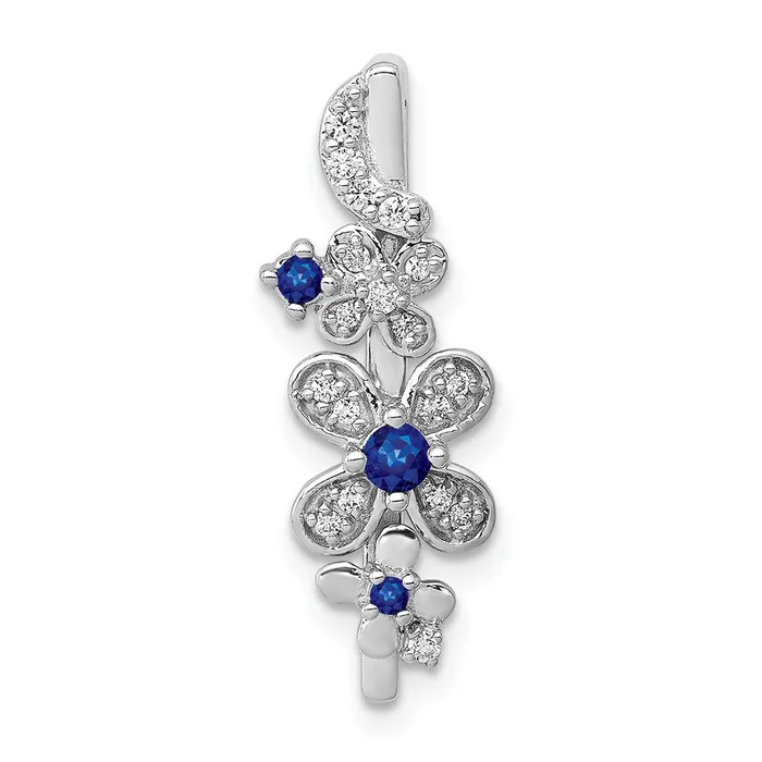 Necklaces Solid 14k White Gold Simulated CZ and Sapphire Flowers Chain Slide Goldia Necklaces Solid 14k White Gold Simulated CZ and Sapphire Flowers Chain Slide Goldia