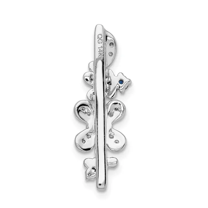 Necklaces Solid 14k White Gold Simulated CZ and Sapphire Flowers Chain Slide Goldia