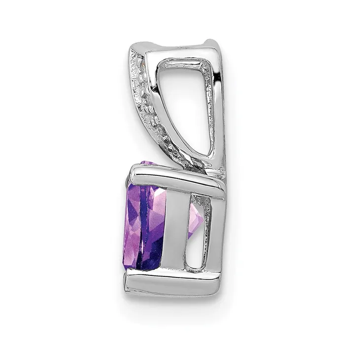 Necklaces Sterling Silver Rhodium Plated Diamond Amethyst Trillion Pendant Goldia