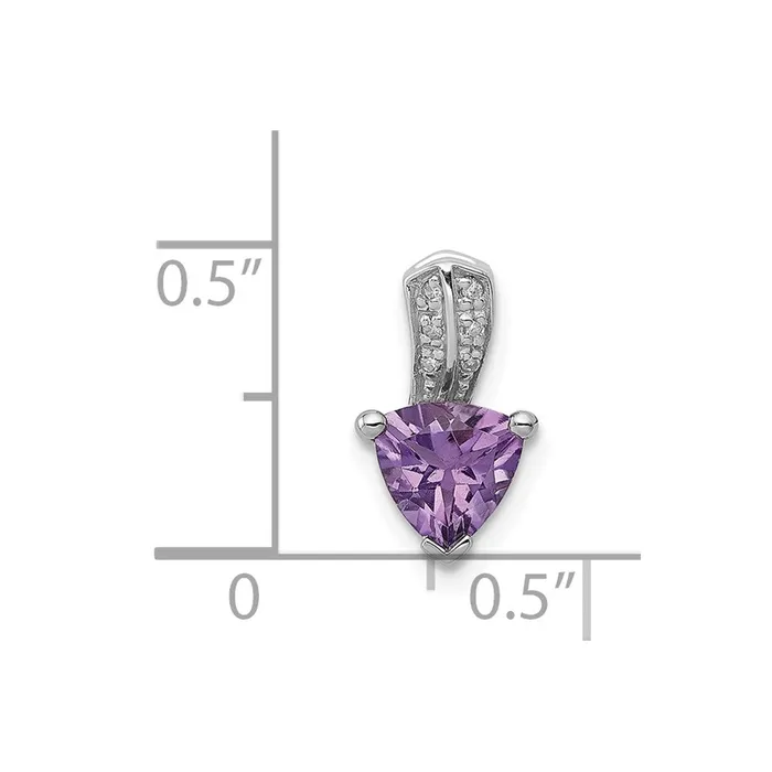 Necklaces Sterling Silver Rhodium Plated Diamond Amethyst Trillion Pendant Goldia