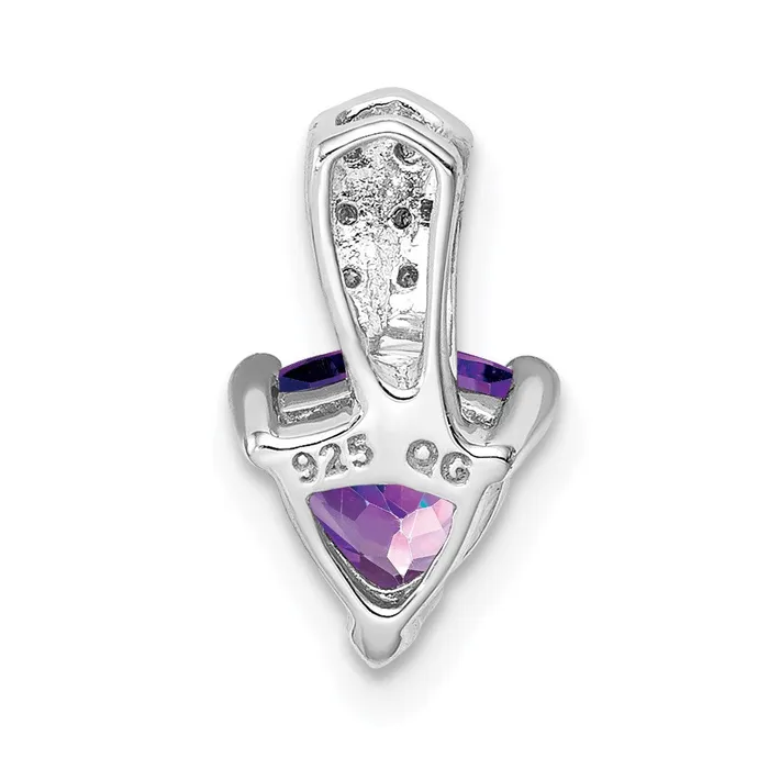 Necklaces Sterling Silver Rhodium Plated Diamond Amethyst Trillion Pendant Goldia