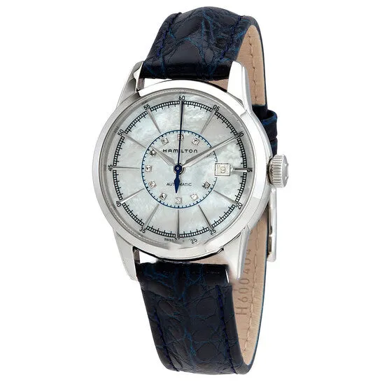 Original Hamilton Railroad White Mother Of Pearl Dial Blue Leather Ladies Watch H40405691 JMS always Watches Original Hamilton Railroad White Mother Of Pearl Dial Blue Leather Ladies Watch H40405691 JMS always Watches