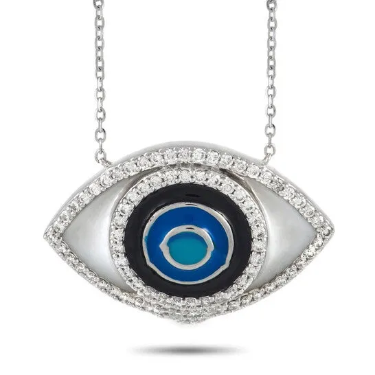 Original LB Exclusive 14K White Gold 040 ct Diamond Evil Eye Pendant Necklace JMS always Necklaces