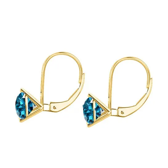 Original Maulijewels 38 Carat Blue Round Natural Diamond Three Prong Set Womes Martini Leverback Earrings In 14K Solid Yellow Gold JMS always Earrings Original Maulijewels 38 Carat Blue Round Natural Diamond Three Prong Set Womes Martini Leverback Earrings In 14K Solid Yellow Gold JMS always Earrings