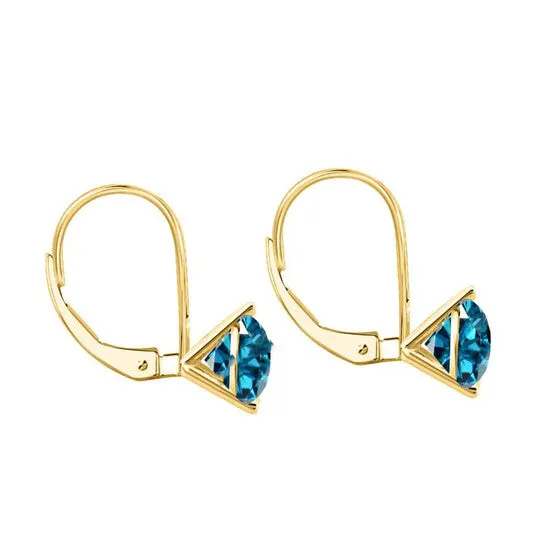 Original Maulijewels 38 Carat Blue Round Natural Diamond Three Prong Set Womes Martini Leverback Earrings In 14K Solid Yellow Gold JMS always Earrings Original Maulijewels 38 Carat Blue Round Natural Diamond Three Prong Set Womes Martini Leverback Earrings In 14K Solid Yellow Gold JMS always Earrings