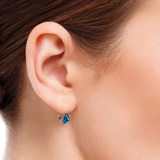 Original Maulijewels 38 Carat Blue Round Natural Diamond Three Prong Set Womes Martini Leverback Earrings In 14K Solid Yellow Gold JMS always Earrings Original Maulijewels 38 Carat Blue Round Natural Diamond Three Prong Set Womes Martini Leverback Earrings In 14K Solid Yellow Gold JMS always Earrings
