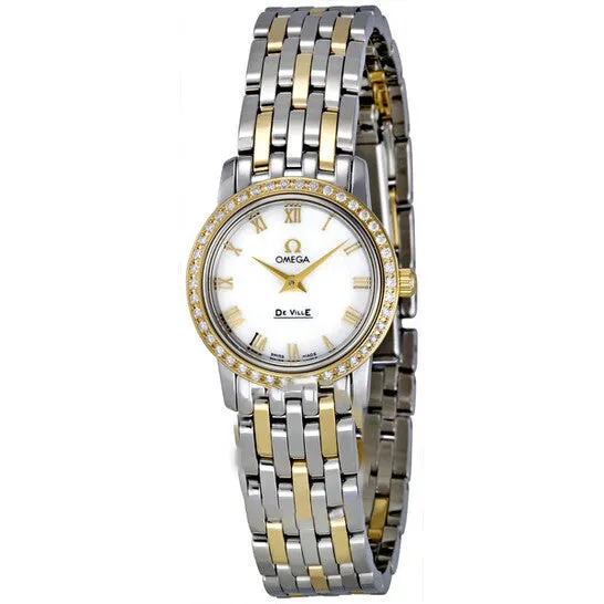 Original Omega DeVille Prestige Mother of Pearl Dial Steel and 18k Yellow Gold Ladies Watch 437571 JMS always Necklaces