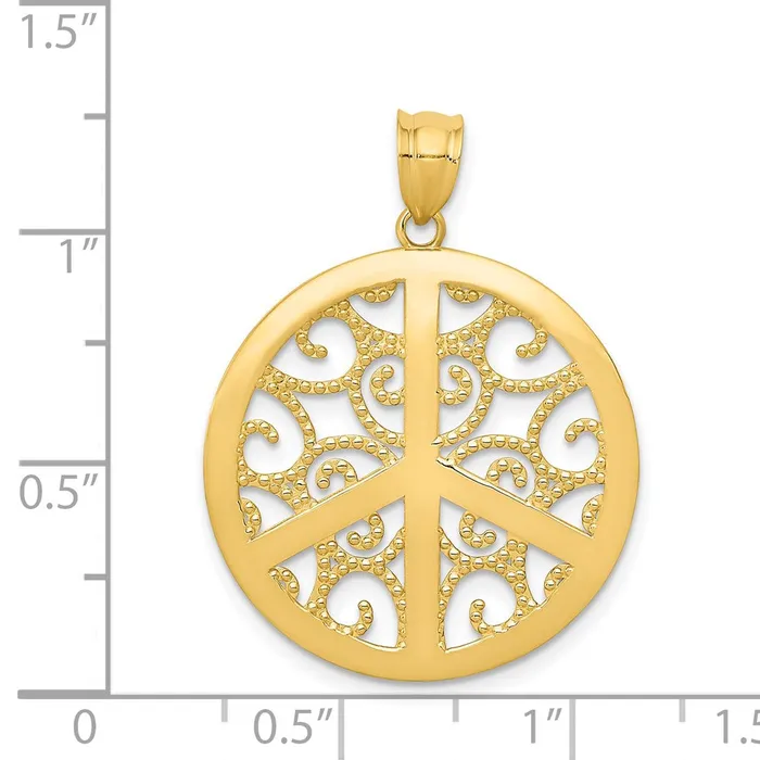PreStyled Sets Goldia 14k Yellow Gold Filigree Peace Sign Pendant