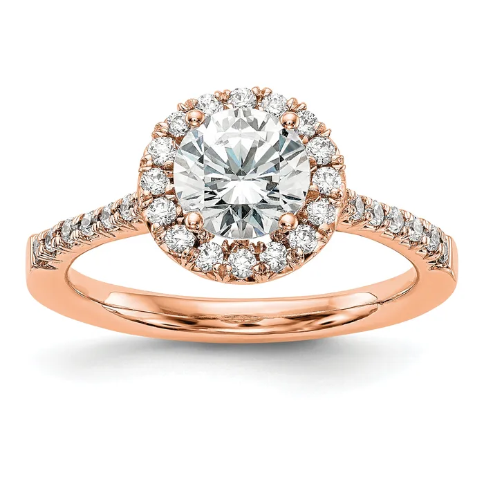 Rings 14k Rose Gold 13 Ct Lab Grown Diamond VSSI G 1 Ct Center Round Engagement Ring Goldia