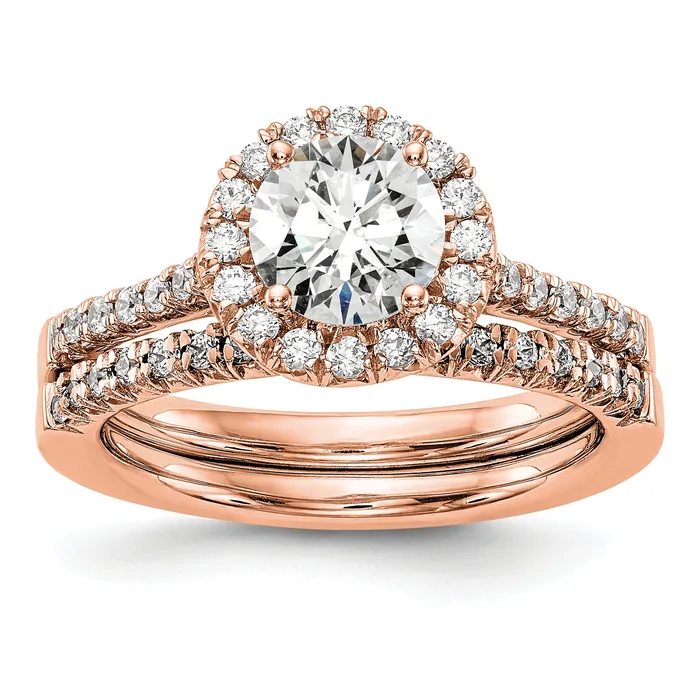 Rings 14k Rose Gold 13 Ct Lab Grown Diamond VSSI G 1 Ct Center Round Engagement Ring Goldia