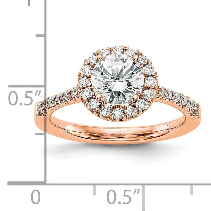 Rings 14k Rose Gold 13 Ct Lab Grown Diamond VSSI G 1 Ct Center Round Engagement Ring Goldia