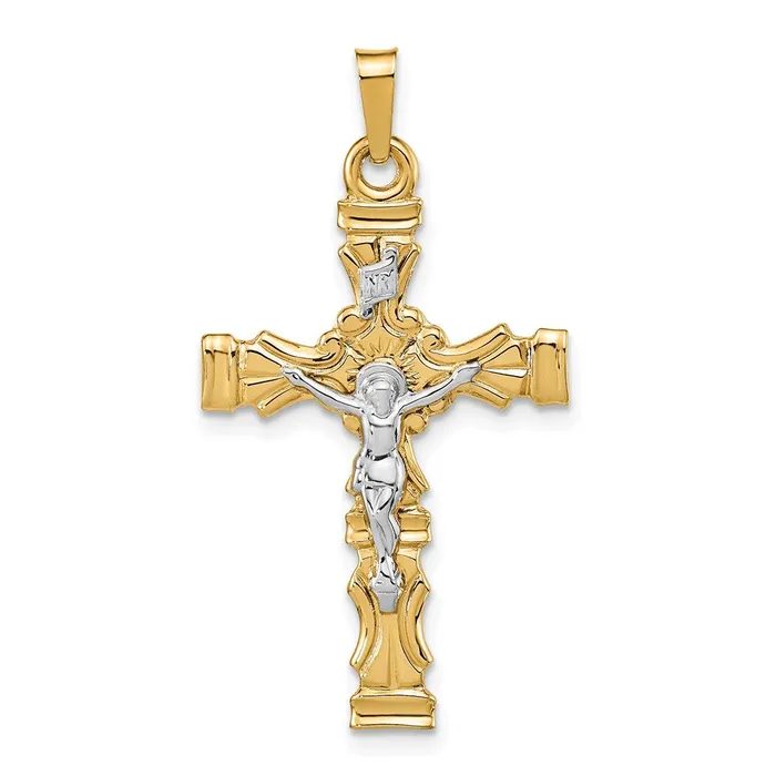 Rings 14k Twotone Gold Polished Latin Crucifix Pendant Goldia
